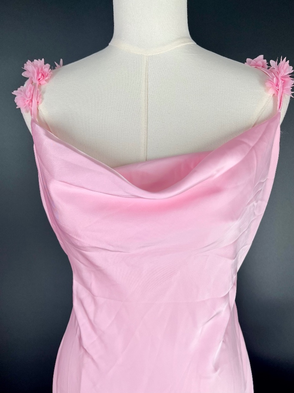 Soft Pink Satin Maxi with Floral Appliqué on Straps, NWT, by Altar’d State (L)